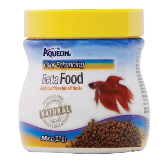 Aqueon Betta Food Color Enhancing Floating Pellet Fish Food, .95 Ounces