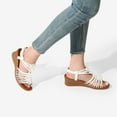 thumbnail image 3 of Wedge Sandal for Women Summer Casual Boho Sandals Elastic Ankle Strap Platform Sandal Shoes, 3 of 7