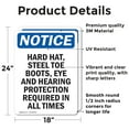 thumbnail image 2 of (2 Pack) Hard Hat Steel Toe Boots Eye OSHA Notice Sign 18 Inch X 24 Inch Vinyl Label Decal Sticker Weather Resistant, UV Protected for Workplace, Business, and Construction Site, Made, 2 of 7