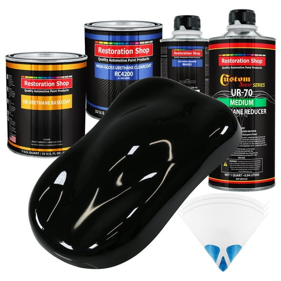 Jet Black (Gloss) Quart URETHANE BASECOAT CLEARCOAT Car Auto Body Paint Kit