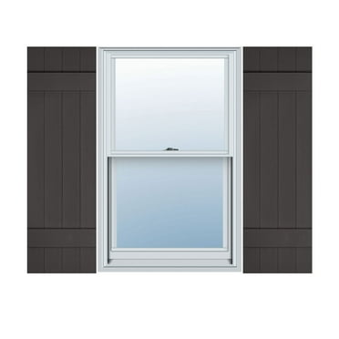 Ekena Millwork 14"W x 24"H Lifetime Vinyl, TailorMade Four Board Joined (2 Batten), Board-n-Batten Shutters, w/Shutter-Loks (Per Pair), Musket Brown
