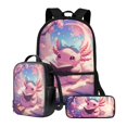 thumbnail image 2 of Yuyamidu Cute Axolotl Kids Backpack Set 3 in 1, 17 Inch School Backpack with Lunch Bag and Pencil Case, Large Capacity Bookbag for Boys Girls, Elementary Middle School, 2 of 7