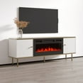 thumbnail image 2 of Camelia BL-EF Fireplace TV Stand for TVs up to 70", Mid-Century Modern Matte 63" Entertainment Center, Electric Fireplace TV Media Console with Storage Cabinets, 2 of 6