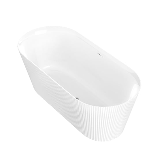 Bailey 59 in. Acrylic and Solid Surface Glossy Flatbottom Bathtub in White