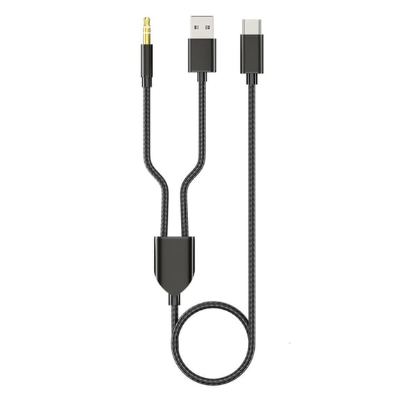 SDFGTstore 2 in 1 Cord Type-C to USB A 3.5mm Stereo Car Headset Aux Cable for Phone Tablet