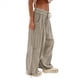thumbnail image 2 of Pantalones Holgados Informales de Algodón para Mujer, de Pierna , con Costuras de Cordón y Bolsillos. Gris M, 2 of 10