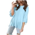 thumbnail image 3 of Women's Hollow Out Sleeve Round Neck Solid Color Casual Tops Shirts Blouses Crewneck Short Sleeve Loose Fit Plain Soft Business Casual Work Office Vacation Outfits Fashion Essential Gift for Women, 3 of 8