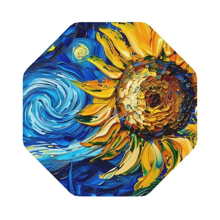 

Adobk vintage Starry Sunflower Print Leather Coasters for Drinks(6 Pack) Durable Drink Coasters Set Luxurious Home Décor and Housewarming Gift Octagon