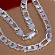Solid 925 Sterling Silver Necklace For Men Classic 12mm Cuban Chain 18/20/22/24/26/28/30 Inch Charm Fashion Jewelry Gift QY