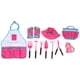 thumbnail image 1 of Juego de jardinería para niños, juego de simulación, delantal, sombrero para el sol, guantes, kit de herramientas de jardinería para niños pequeños, color rosa, 1 of 14