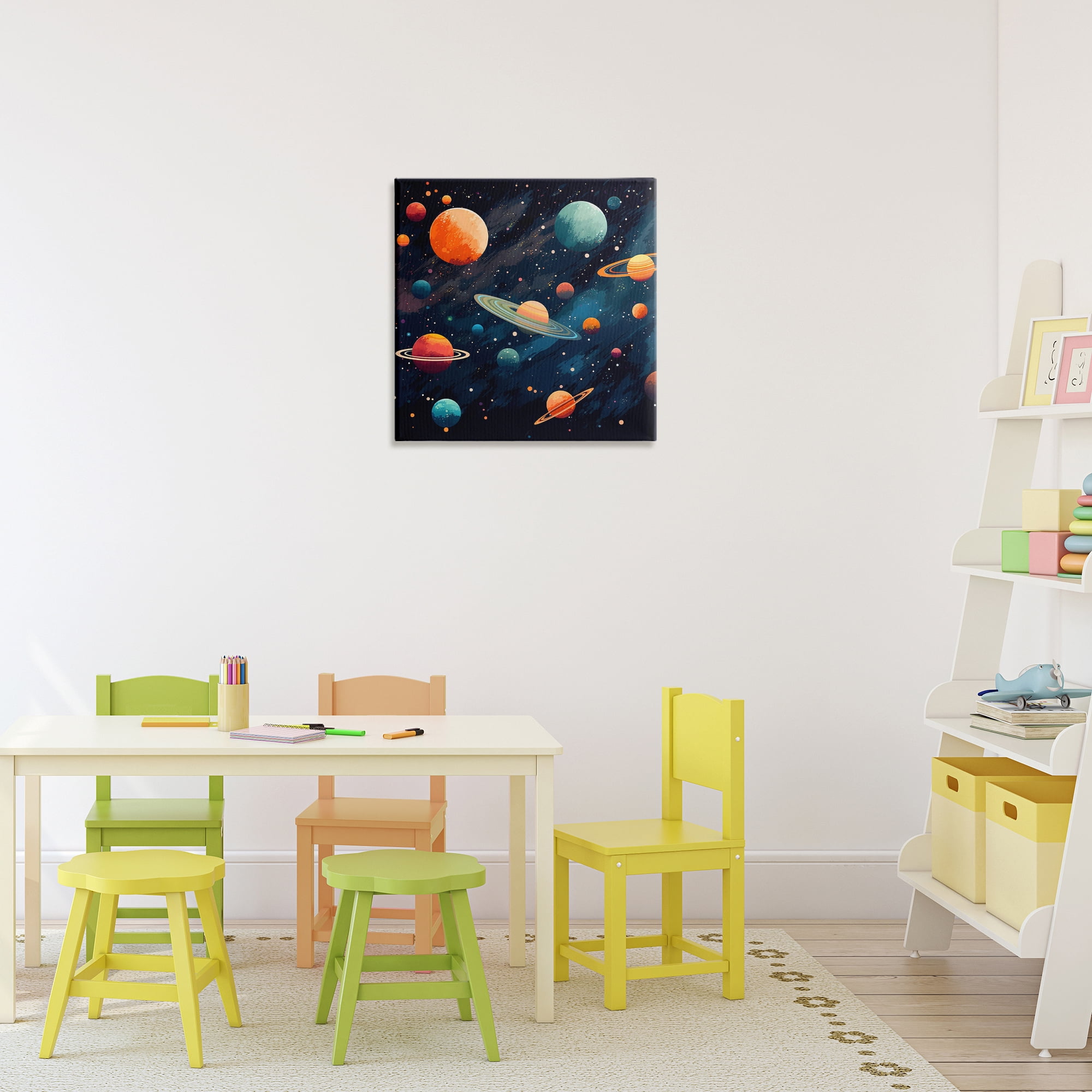 Stupell Industries Orange & Blue Planets in Orbit Canvas Wall Art, design by Creative Studio