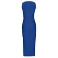 thumbnail image 5 of Tank Dresses for Women Ribbed Drawstring Slit Thigh High Maxi Dress Sleeveless Summer Beach Wear Solid Long Dress (Small, Blue), 5 of 5