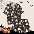 thumbnail image 6 of Personalized Customized Clothing DIY Womens Pajama Sets 2 Piece Halloween Short Sleeve Sleepwear Graphic Button Down Shorts Silk Satin Pajama Set, 6 of 6