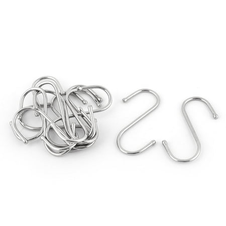 Home Kitchen Metal S Shaped Clothes Shower Holder Hanging Hook 6cm Length 12pcs