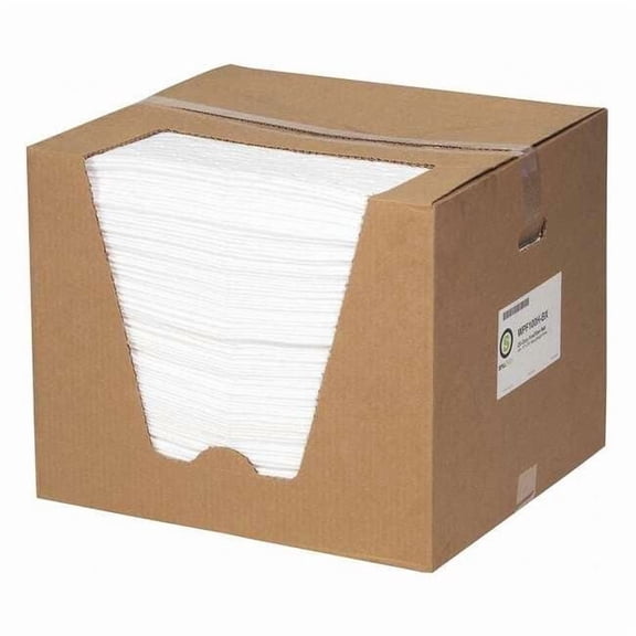 Sorbent Pad, 26 gal, 15 in x 19 in, Oil, White, Polypropylene