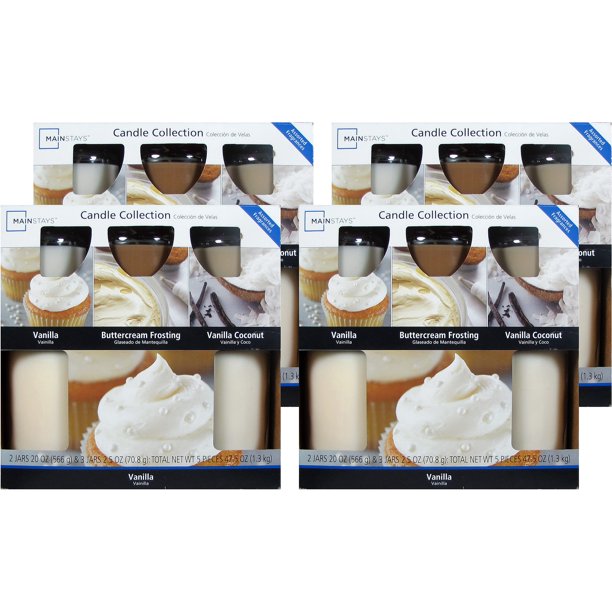 Mainstays 5 Piece Candle Value Set, Vanilla, 4 Pack