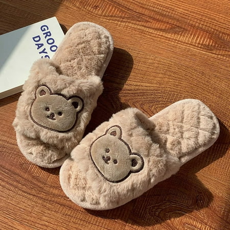 

2021 New Fashion Autumn Winter Cotton Slippers Cartoon Design Home Indoor fashionable cute warm women Cartoon Design，Plush Plush slippers 40-41 Khaki