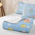 thumbnail image 4 of Feelyou Cute Bowknot Softball Twin Quilt Set for Girls, Blue Cartoon Stars Print Twin Coverlet Set, 2pcs, 4 of 7
