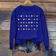 thumbnail image 2 of ibuvkizy Valentines Day Sweatshirts for Women Round Neck Printed Sweatshirts Long Sleeved Pullover Top Sweatshirt Blue,XS, 2 of 4