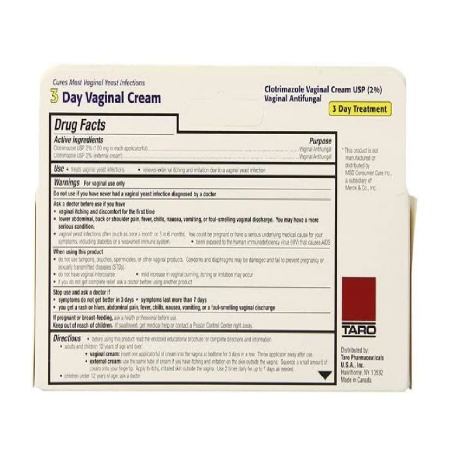 Clotrimazole 3-Day Yeast Infection Treatment Vaginal Antifungal Cream 0.74oz, 4 Pack