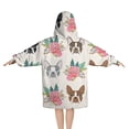 thumbnail image 2 of Boston Terrier Dog and Flower Florals Blanket Hoodies for Kids 6-13YR Oversize Wearable Blanket Hoodies for Boys Girls Teens, 2 of 7