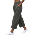 thumbnail image 4 of Usloyux Women's Straight Leg Capri Pants Elastic Waist with Pockets Casual Loose Fit Trousers for Summer Beach Party Bottoms, Dark Gray 2XL, 4 of 8