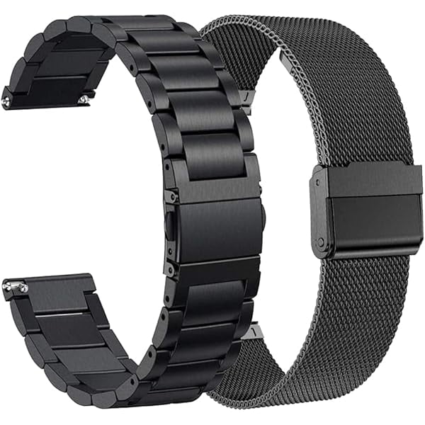 wonima11 Compatible with Amazfit Bip 5 / GTR 4 / GTR 3 Pro, 2 Pack Stainless Steel + Mesh Strap Bracelet Replacement for Amazfit Stratos