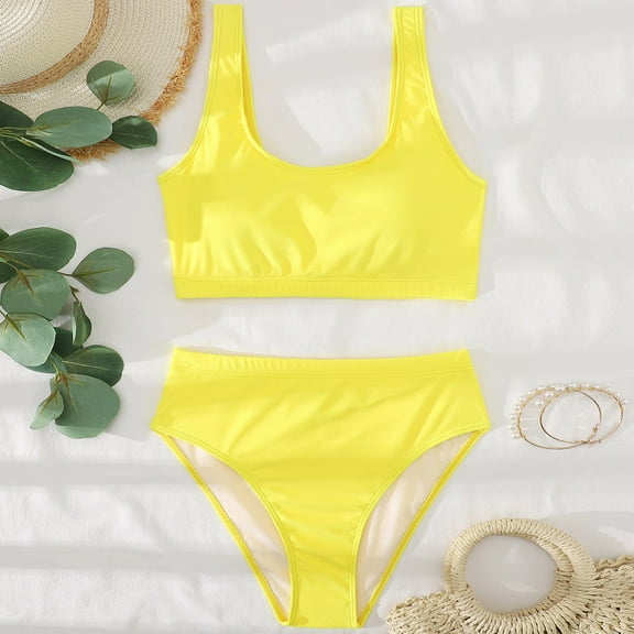 Aayomet Womens Bathing Suits New Print Multi Color Small Vest Bikini Bikini Women's Swimsuit,Yellow L