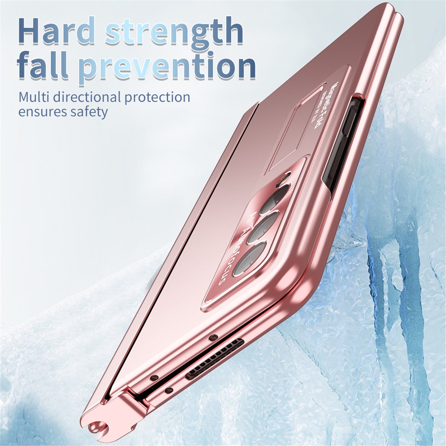 Allytech for Samsung Galaxy Z Fold 4 Case with S Pen Holder, [Come with S Pen Fold Edition] Drop Proof Kickstand All-inclusive Plating Folding Phone Case Cover for Samsung Z Fold 4 5G 2022, Rosegold