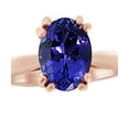 thumbnail image 2 of AFFY Oval Cut Simulated Blue Tanzanite Solitaire Engagement Wedding Ring In 14k Rose Gold (3.3 cttw)With Ring Size:-7, 2 of 2