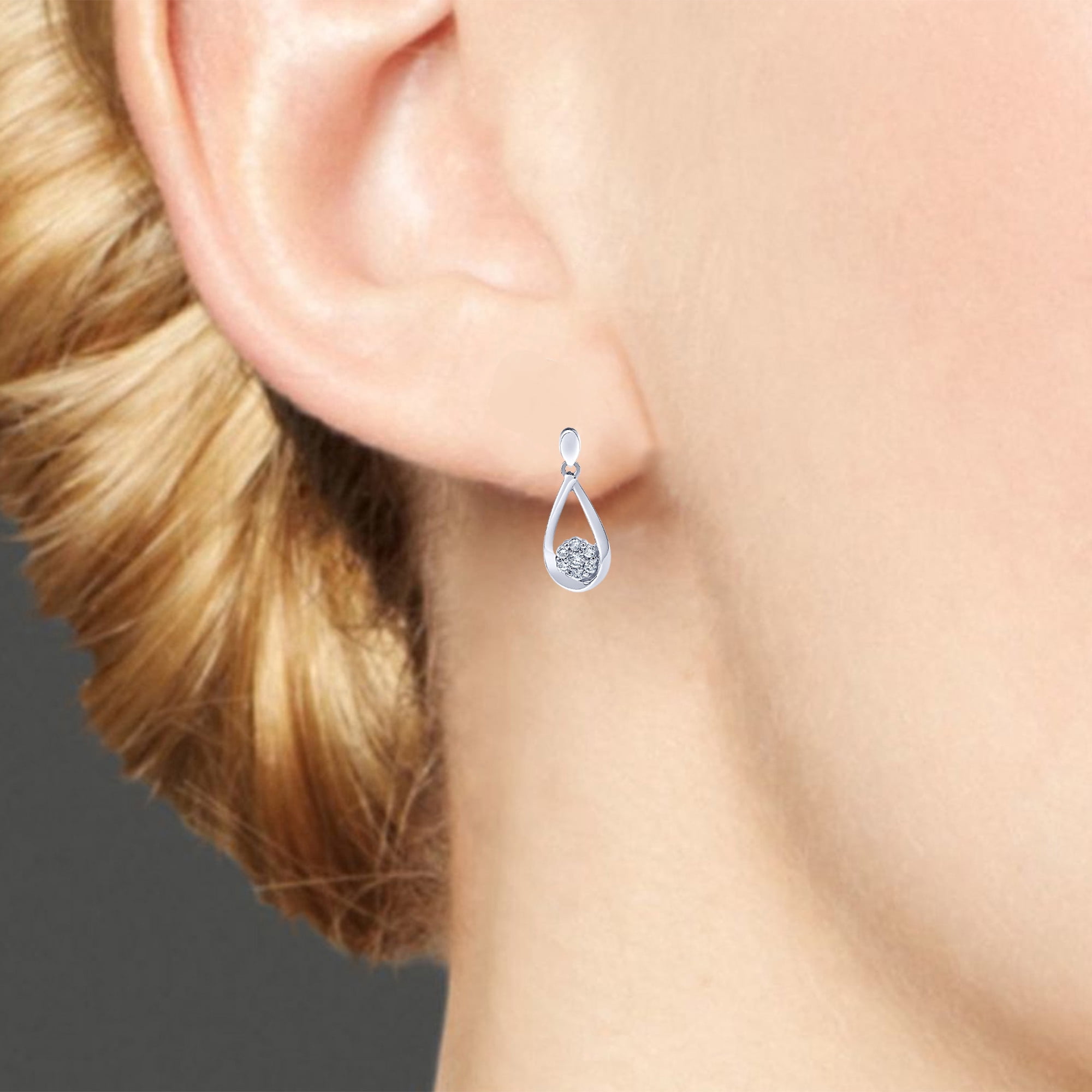 1/3 Carat T.W Lab Grown Diamond Tear Drop Earrings in Sterling Silver