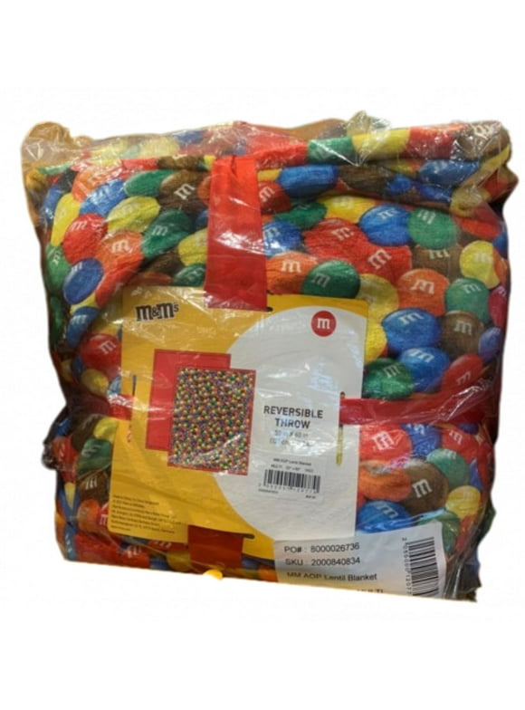 M&M's World Chocolate Candy Reversible Throw Blanket New with Tag