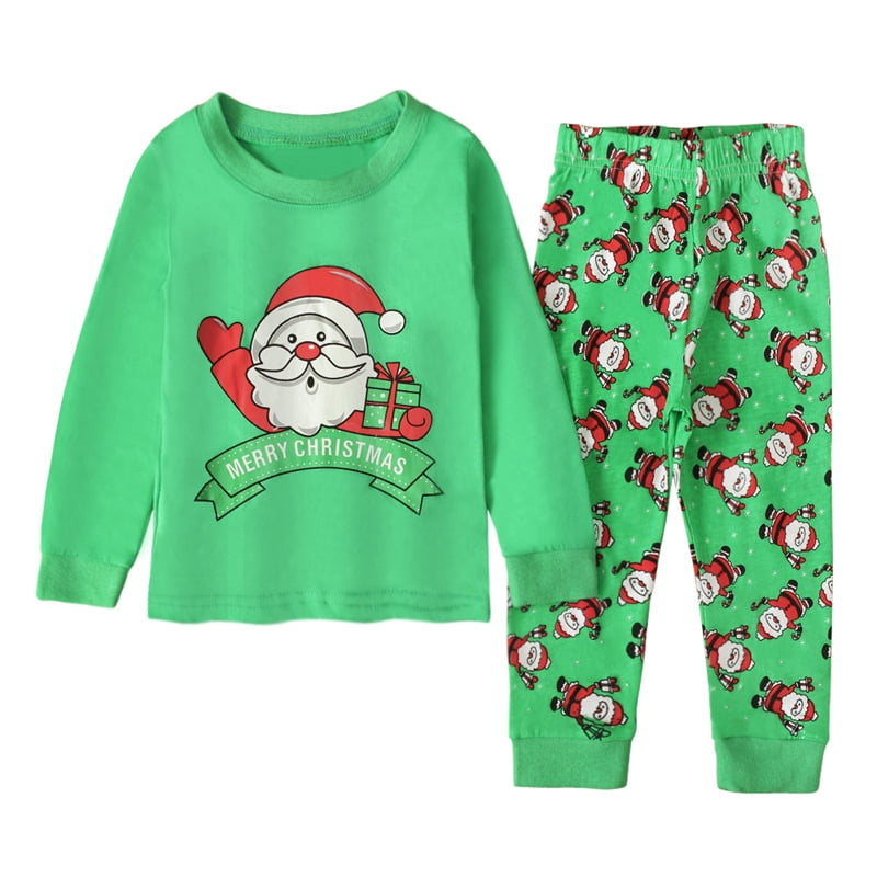 Binpure 2 Pcs Boys Christmas Pajamas, Autumn Children Santa Claus