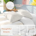 thumbnail image 3 of Cream Striped Bedding 3 Piece Duvet Cover Set Twin Size, Modern Farmhouse Cream White Stripes Soft Microfiber Comforter Cover with Zipper Closure & Pillowcases, Wrinkle & FadeResistant Quilt Cover, 3 of 9