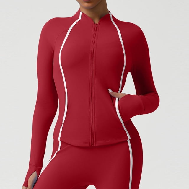 Ailaofu Running Jacket for Women Workout Jackets Zip Up Slim Fit Athletic Yoga Cropped Tops