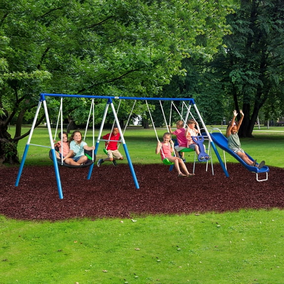 XDP Recreation All Star Playground Metal Swing Set for up to 7 Children