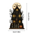 thumbnail image 3 of SUYOLL Halloween Large Light Up Haunted House Resin Figurine With Full Moon And Bats Spooky Gothic Desktop Ornament Rustic Witch House Statue For Fall Home Mantel Shelf And Halloween Party, 3 of 8