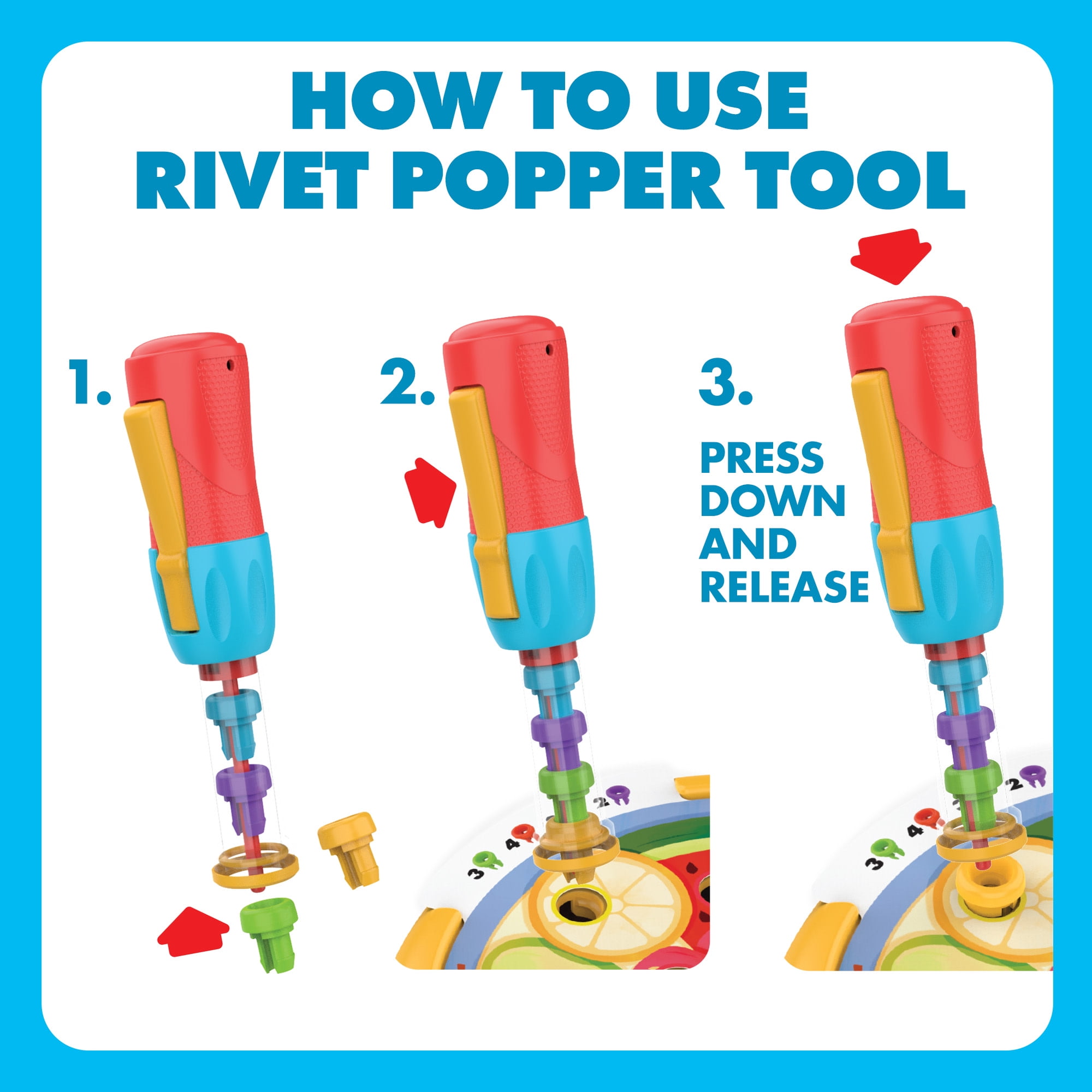 Educational Insights Design and Drill Rivet Pop Workshop, Kids Tool Set, Ages 3 and up