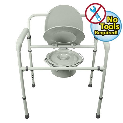 BARIATRIC Bedside Commode by MDS 3 in 1 Toilet Chair Extra Wide, PreAssembled & Folding
