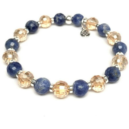 Julieta Jewelry Blue Sodalite Crystal Layla Sterling Silver Stretch Bracelet