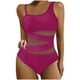 thumbnail image 2 of Trajes de baño de una pieza para mujer, traje de baño de bikini con tirantes y espalda descubierta de color liso para mujer, 2 of 5