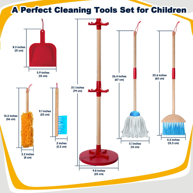 deAO Kids Cleaning Set 12 PCS Pretend Play Detachable Housekeeping