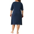 thumbnail image 4 of DARING DIVA Women's Plus Size Short Sleeve V Neck Nightgowns 3X Navy Blue, 4 of 6