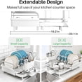 thumbnail image 3 of Dish Drying Rack, Expandable Dish Rack for Kitchen Counter, Stainless Steel Dish Drainer with Drainboard Set and Utensil Holder (White), 3 of 6