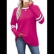 thumbnail image 1 of Camisas de Larga para Mujer, Blusas Casuales con Bloques de Color, Conjuntos de Otoño, Camisetas Básicas, Ropa de Moda Rosa Rojo XXL, 1 of 6