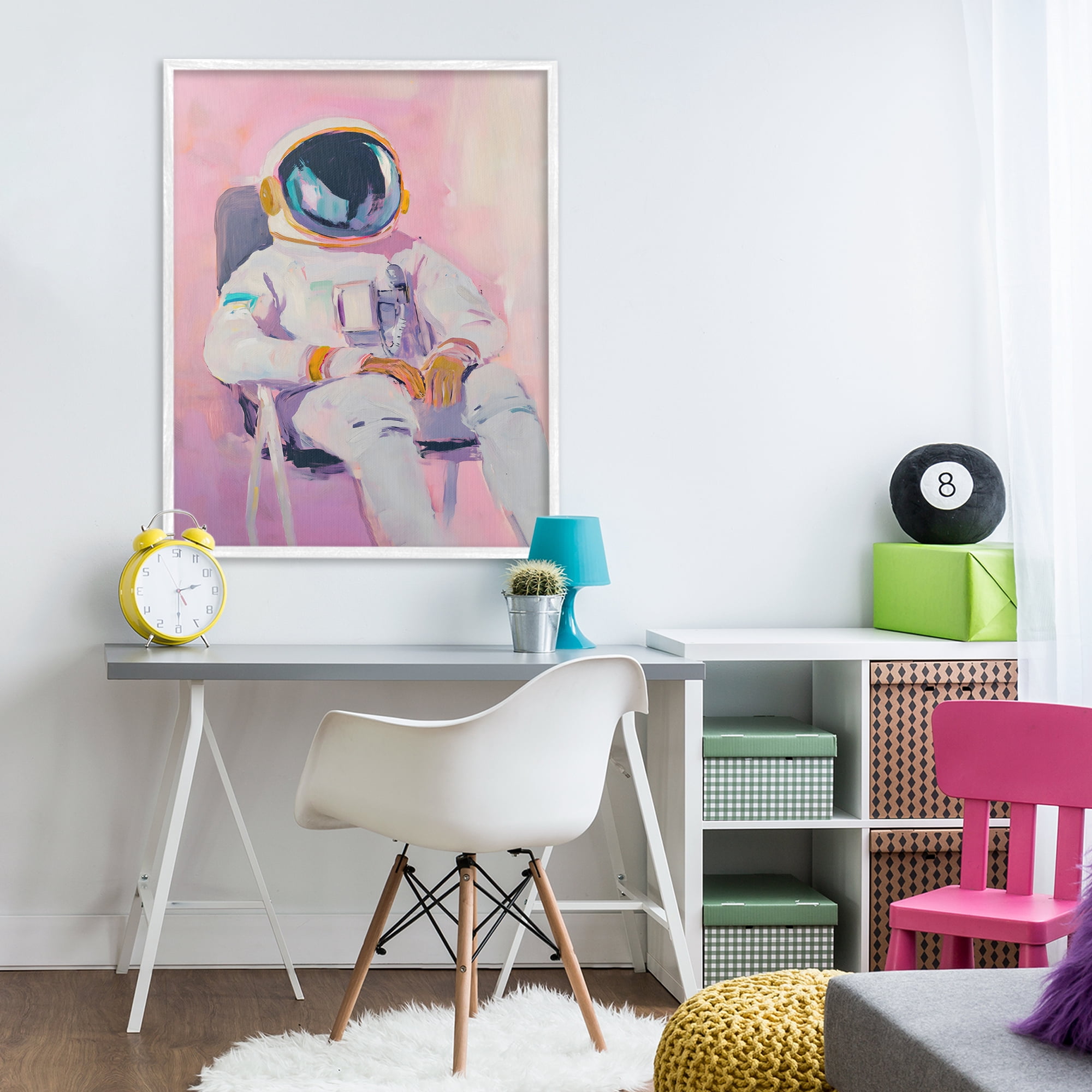 Stupell Industries Resting Astronaut on Chair White Framed Giclee Art, design by The Prints Vibe