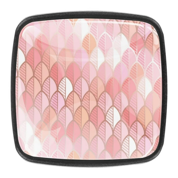 4 Pcs Square Cabinet Handle Cupboard Knob Drawer Pulls Handle Coral Mermaid Fish Scale Drawer Knobs with Screws Furniture Decoration