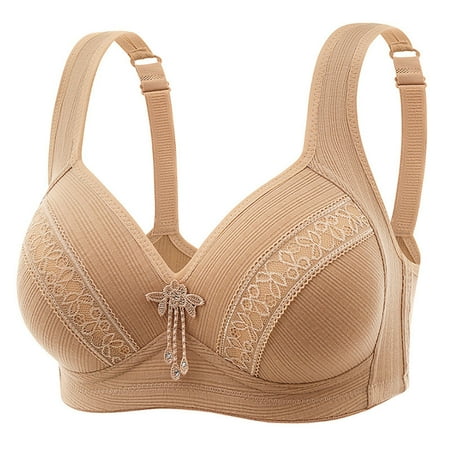 Gnurob Womens Plus Size Bra Non Underwire Bralette Hide Back Fat Brassiere Comfort Breathable lingerie Lightly Lined Cups Bralettes Adjustable Straps Underwear Clearance Saving Beige 38/85