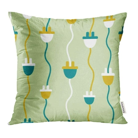 ARHOME Vintage Retro Plugs Colours Teal Mustard Mint Green and White Printed on Packaging Pillow Case Pillow Cover 16x16 inch Throw Pillow