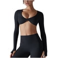 thumbnail image 2 of Neewe Seamless Long Sleeve Shirts for Women Waist Length - Workout Athletic Running Gym Yoga Tops Crewneck Breathable, 2 of 9